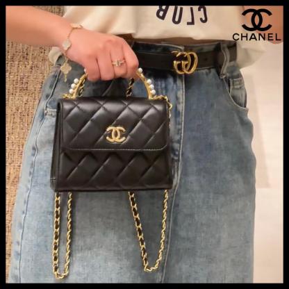 【上品なパール付トップハンドル♪】CHANEL★チェーン クラッチ